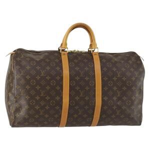 LOUIS VUITTON Monogram Keepall 55 Boston Bag M41424 LV Auth 161113